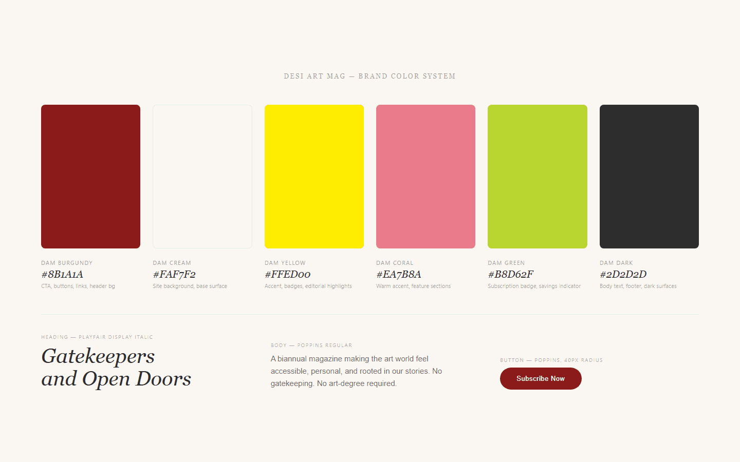 Desi Art Mag — Color system