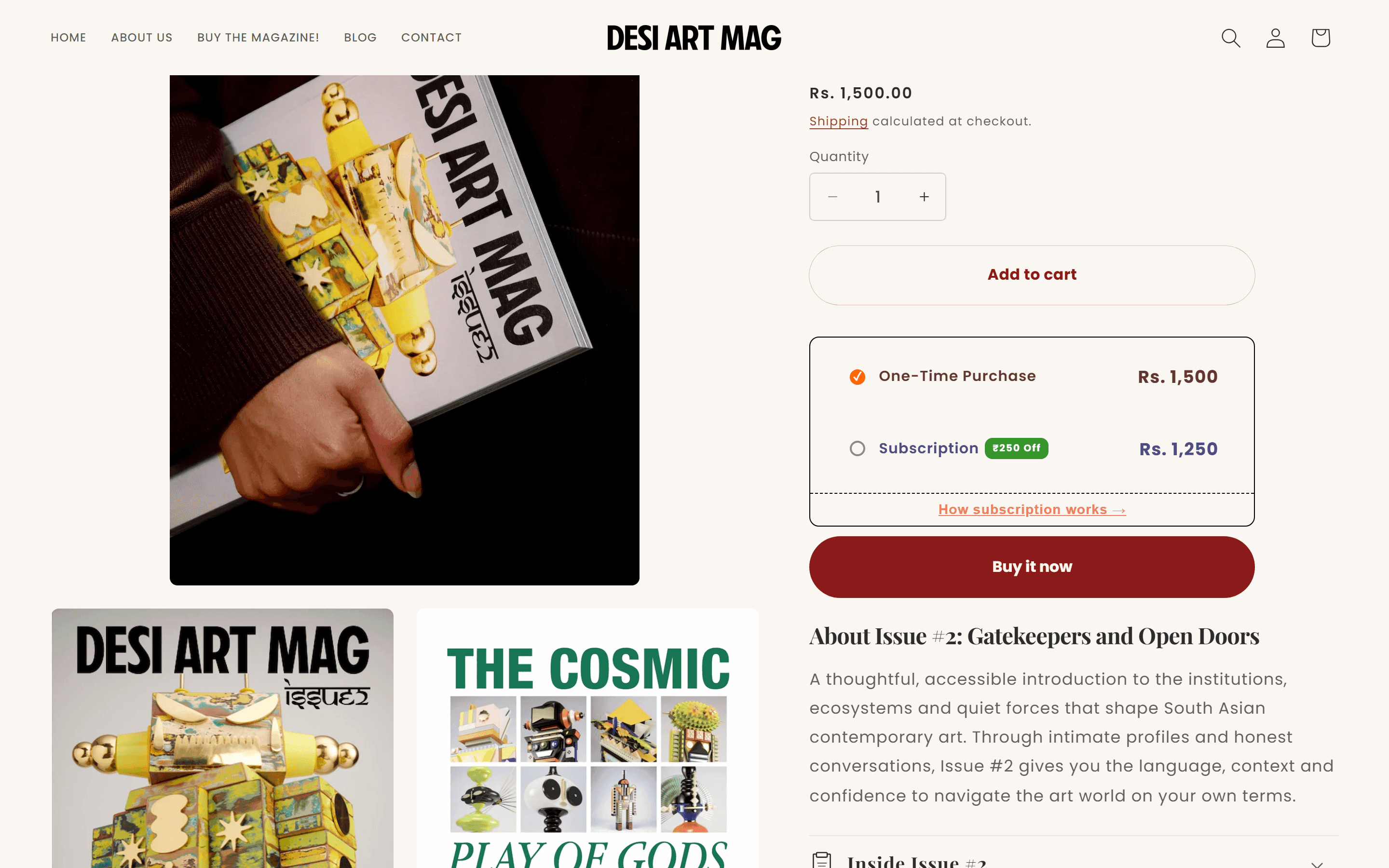 Desi Art Mag — Subscription model