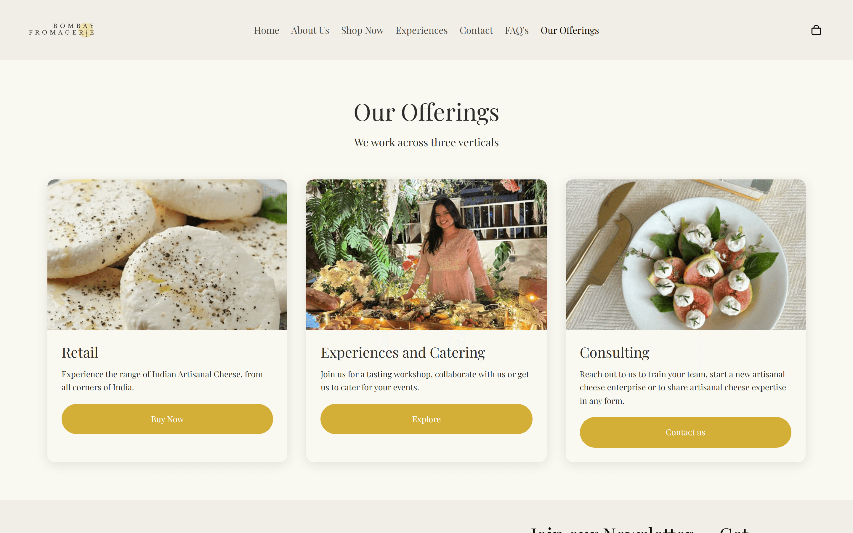Bombay Fromagerie — Offerings page