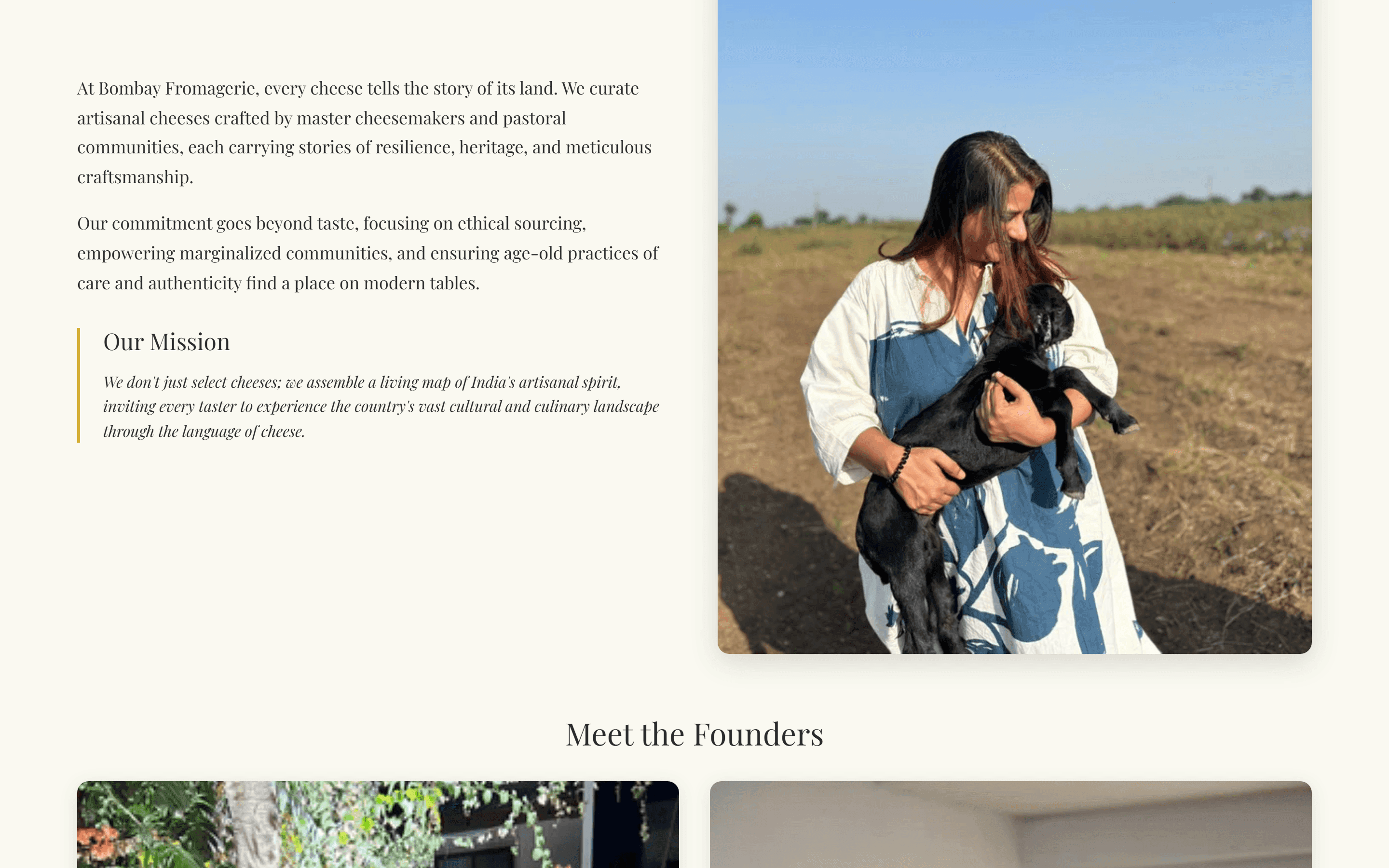 Bombay Fromagerie — Mission founders
